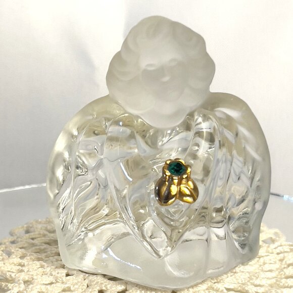 Fenton Guardian Angel Vintage Figurine with Emerald Green Brooch UV Glow USA - Picture 9 of 12